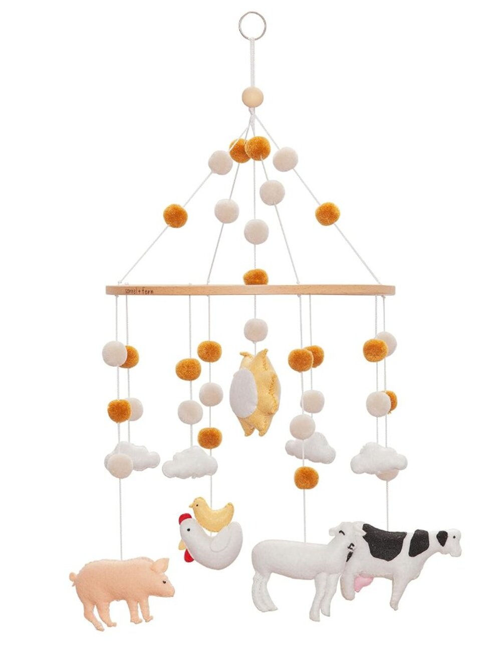 Baby Crib Mobile, Wooden Nursery Decor Farm Animals